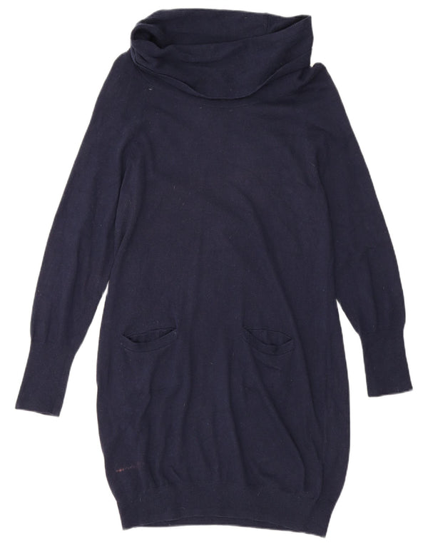 Abito maglione da donna Joules con collo alto UK 12 Viscosa medio blu navy