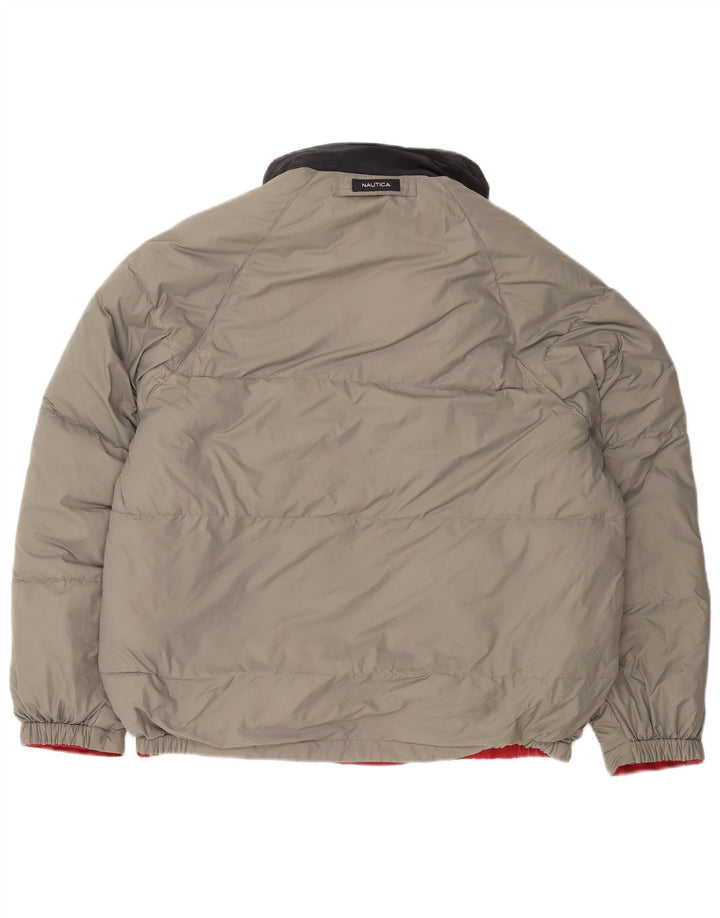 NAUTICA Giacca imbottita reversibile da uomo con cappuccio UK 40 Large Rosso Colorblock