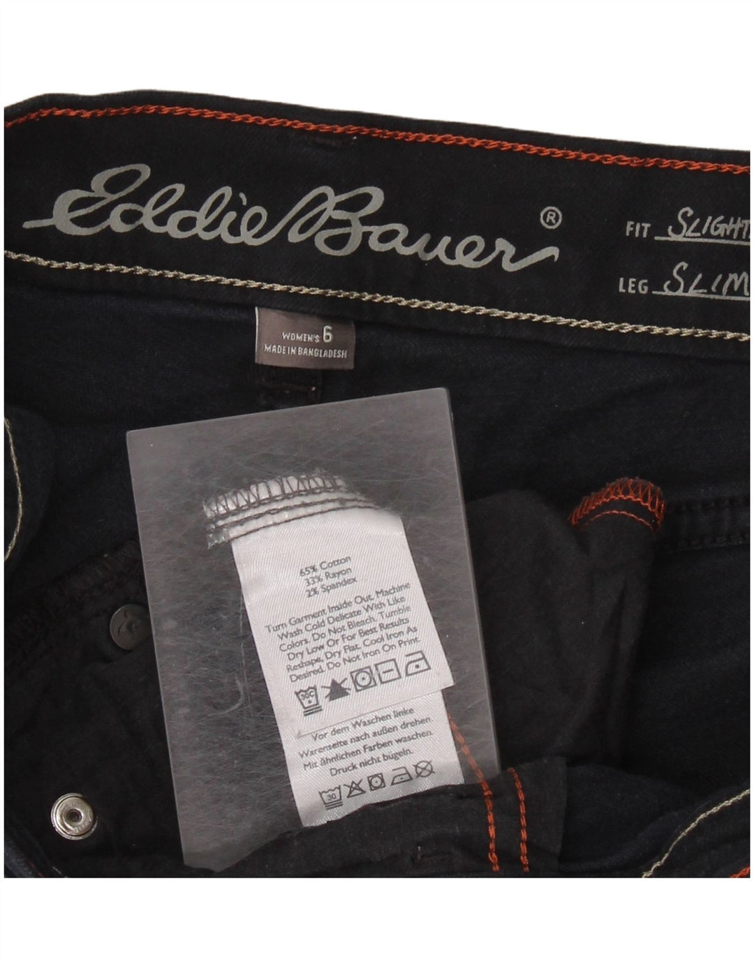 Jeans slim da donna Eddie Bauer US 6 medi W30 L29 cotone blu navy