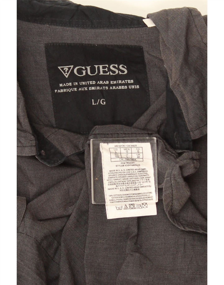 Camicia Guess Uomo Manica Corta Large in Cotone Grigio
