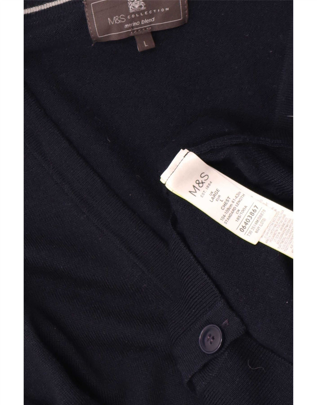 Maglione cardigan da uomo Marks & Spencer grande acrilico blu navy