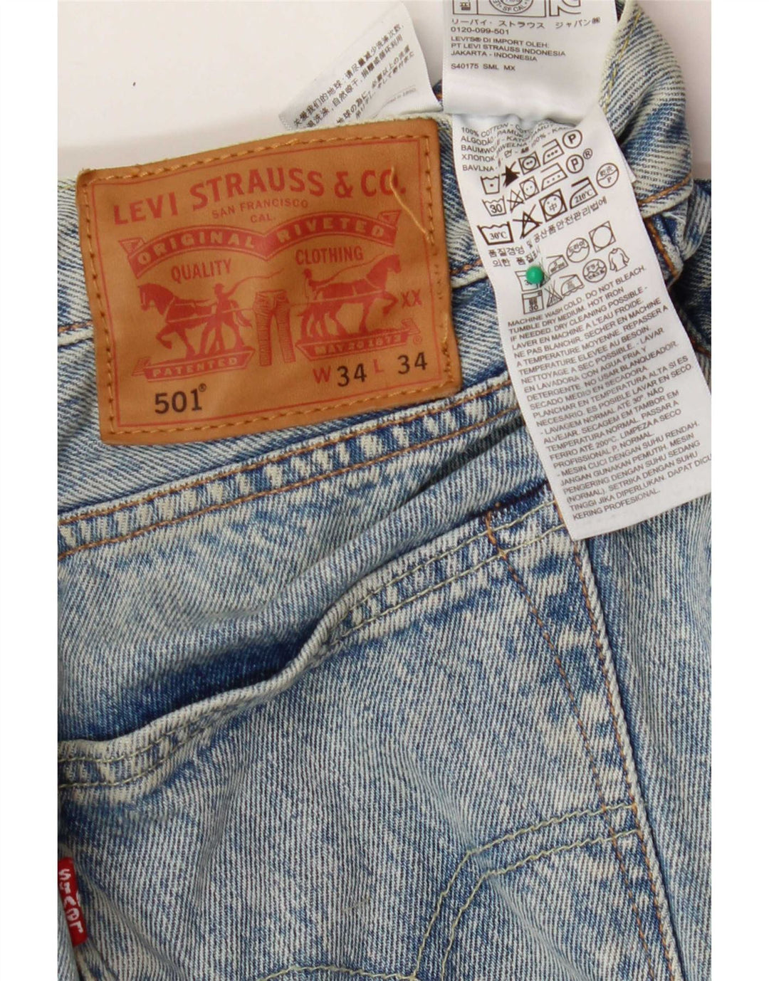Levi's Uomo 501 Jeans dritti invecchiati W34 L34 Cotone blu