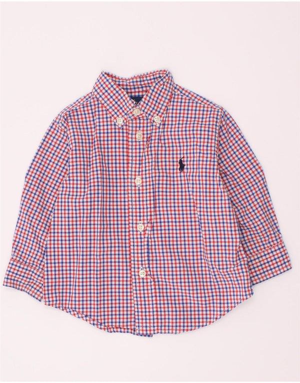 Camicia Ralph Lauren per neonato 9-12 mesi in cotone a quadretti rosso