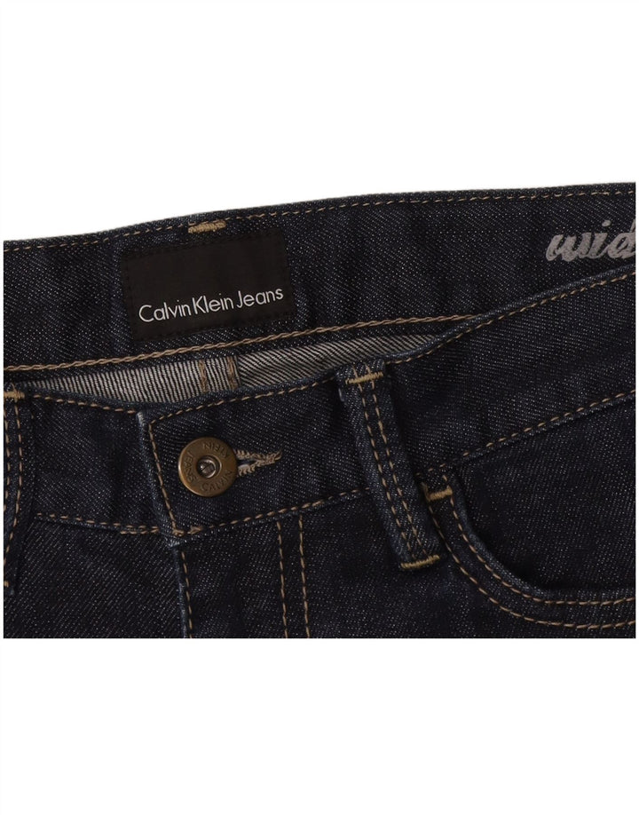 Pantaloncini di jeans a gamba larga da donna Calvin Klein W28 blu navy medio