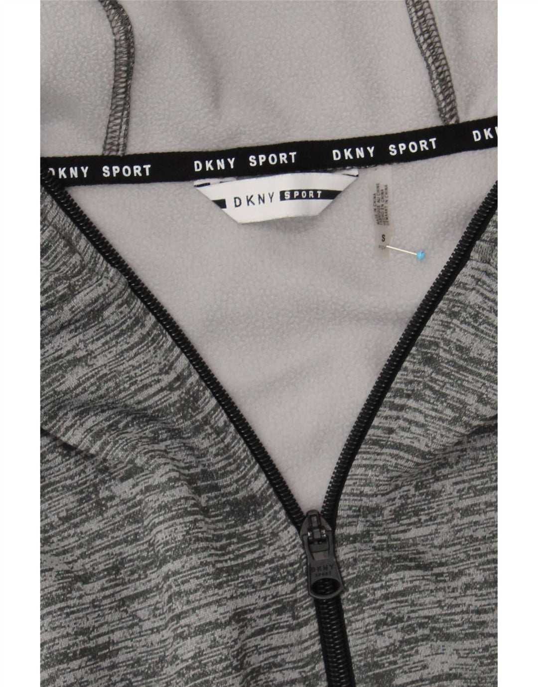 DKNY Mens Zip Hoodie Sweater Small Grey Flecked Polyester Vintage Dkny and Second-Hand Dkny from Messina Hembry 