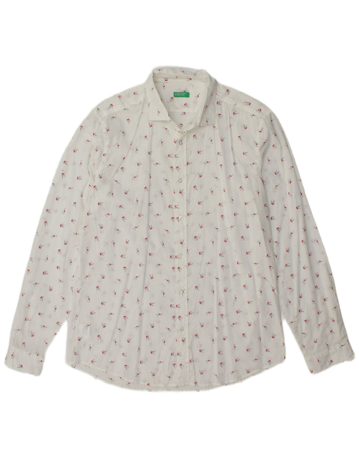 Camicia da uomo Flamingo BENETTON in cotone bianco sporco medio