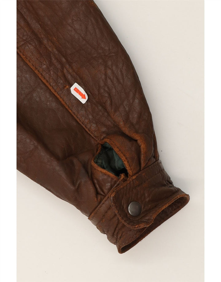 CONBIPEL Mens Military Leather Jacket UK 38 Medium Brown Leather Vintage Conbipel and Second-Hand Conbipel from Messina Hembry 