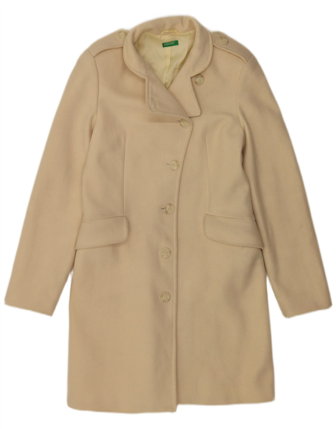 Cappotto da donna Benetton IT 44 medio in lana bianco sporco