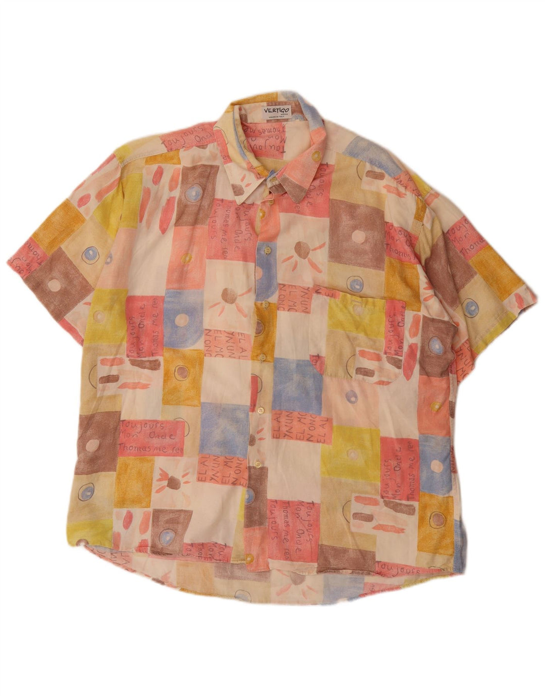 Camicia a maniche corte da uomo Vertigo 2XL Patchwork multicolore