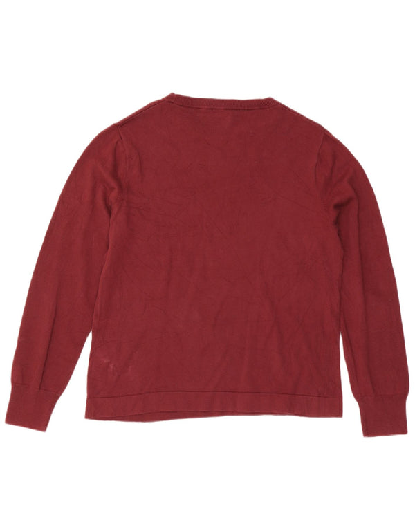 Maglione maglione con scollo a barca da donna J. Crew UK 14 grande cotone bordeaux
