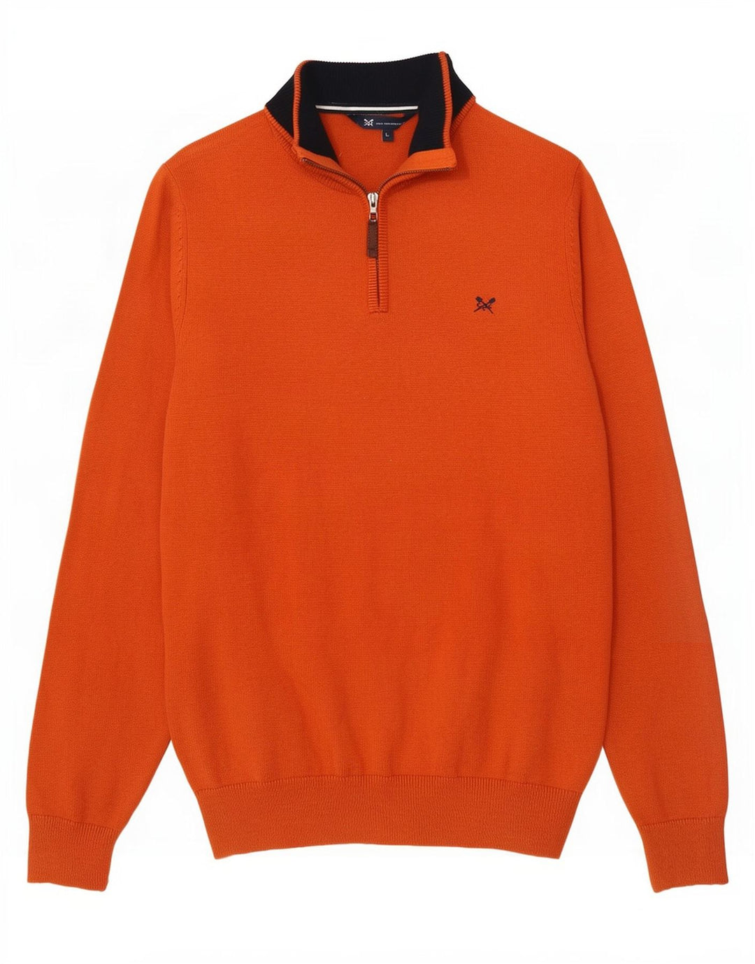 Crew Clothing Maglione da uomo con zip e collo grande in cotone arancione