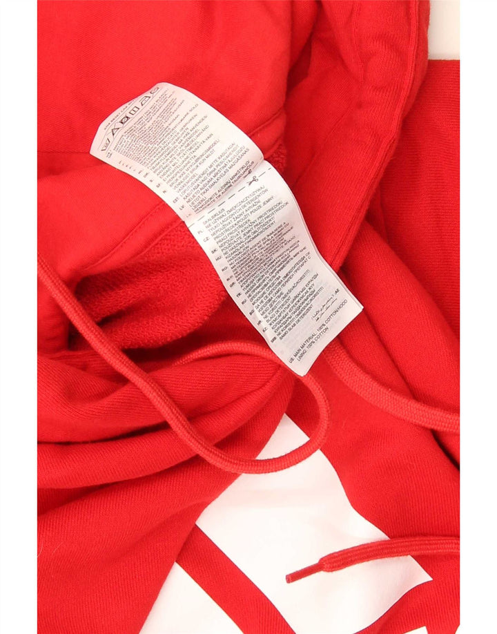 Maglione con cappuccio grafico da uomo Adidas in cotone rosso medio