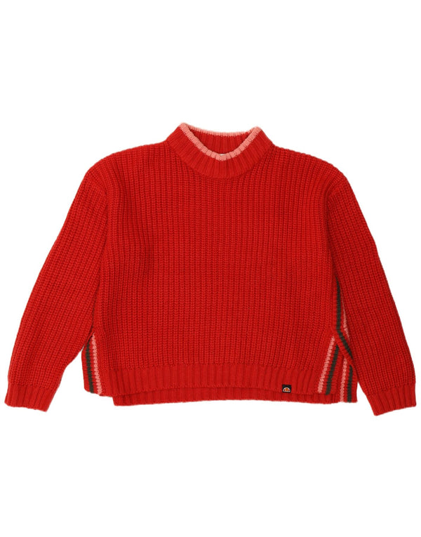 Ellesse Maglione da donna corto oversize con collo dolcevita UK 10 piccolo rosso