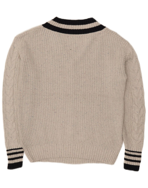 Maglione oversize con scollo a V da donna Marks & Spencer UK 6 XS grigio chiazzato
