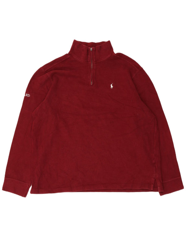 Polo Ralph Lauren Felpa con collo con zip da uomo Maglione XL Cotone bordeaux