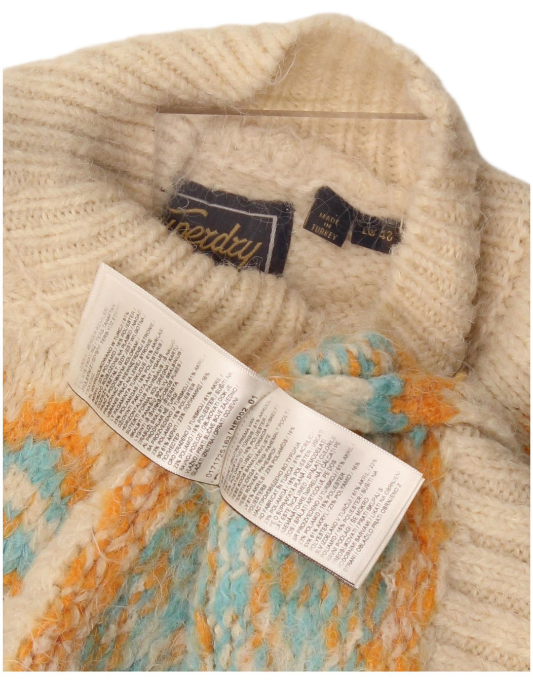Maglione maglione da donna con collo alto Superdry UK 12 Beige medio Fair Isle