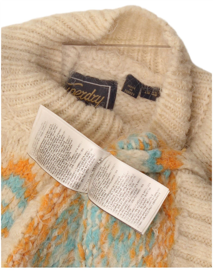 Maglione maglione da donna con collo alto Superdry UK 12 Beige medio Fair Isle