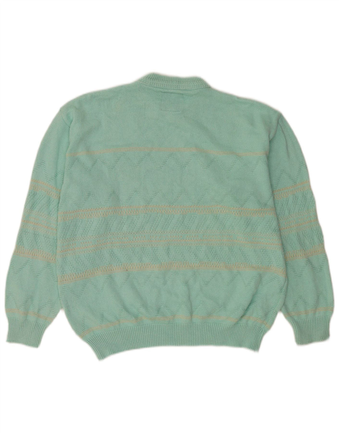NORTH POLE Maglione da uomo girocollo maglione grande cotone a righe turchesi