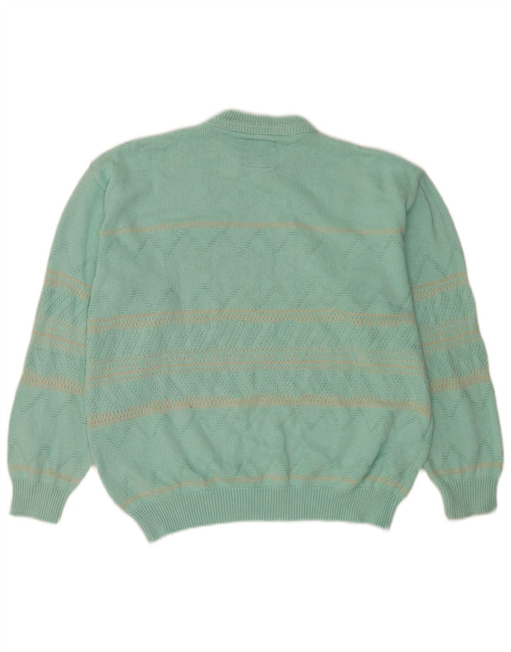NORTH POLE Maglione da uomo girocollo maglione grande cotone a righe turchesi