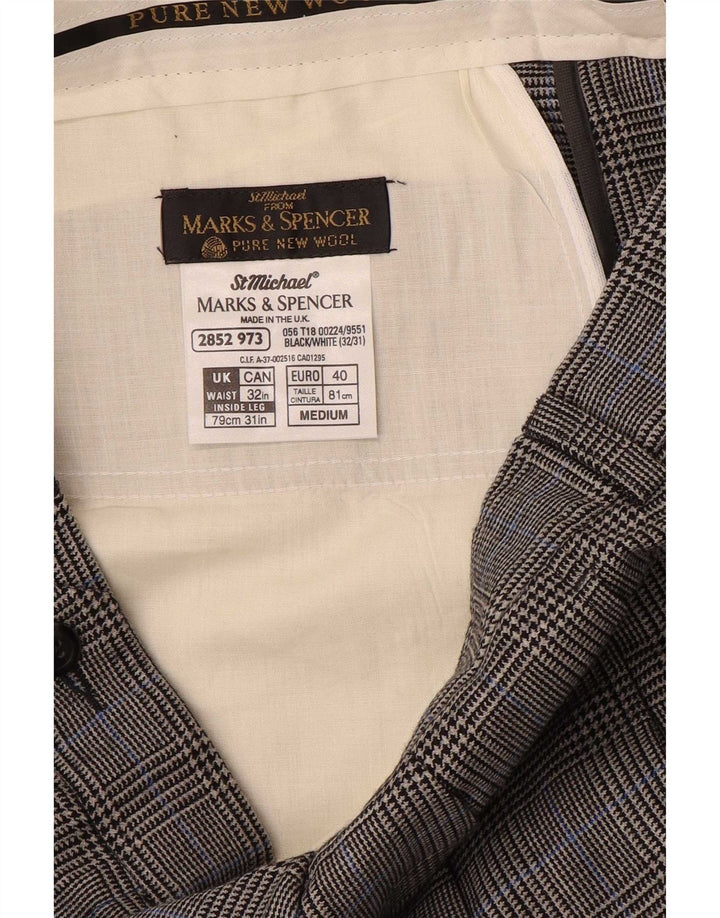 Pantaloni da abito con pegging Marks & Spencer da uomo St. Michael W32 L31 a quadri grigi