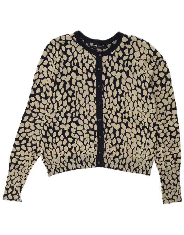Maglione cardigan da donna Marks & Spencer UK 14 medio nero geometrico