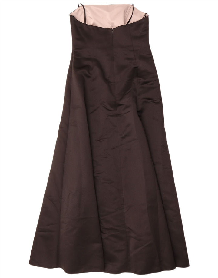 LAURA ASHLEY Abito maxi senza spalline da donna UK 12 Blocco colore nero medio