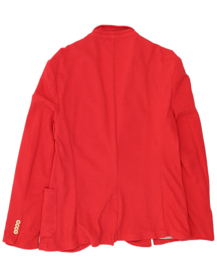 Zara Giacca blazer a 2 bottoni da uomo UK 40 Large Rosso Cotone