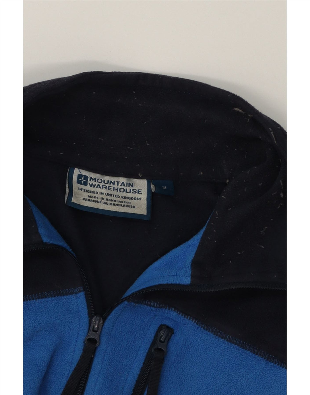 MOUNTAIN WAREHOUSE Mens Zip Neck Fleece Jumper Medium Blue Colourblock Vintage Mountain Warehouse and Second-Hand Mountain Warehouse from Messina Hembry 