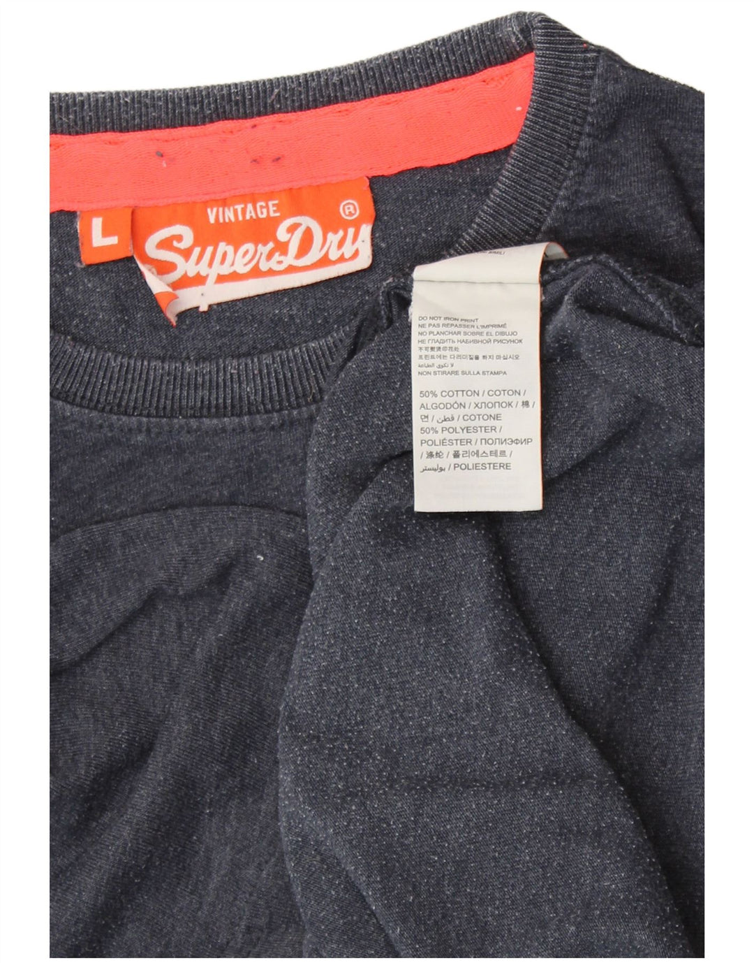 T-shirt grafica da uomo SUPERDRY Top grande in cotone blu navy