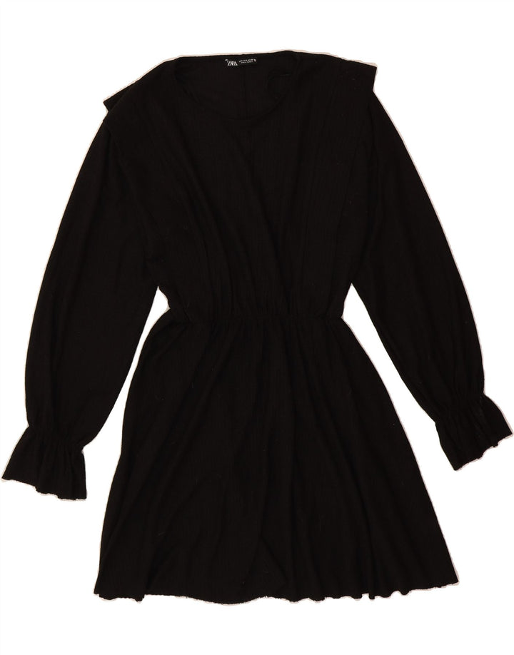 ZARA Womens Long Sleeve A-Line Dress UK 10 Small Black Vintage Zara and Second-Hand Zara from Messina Hembry 