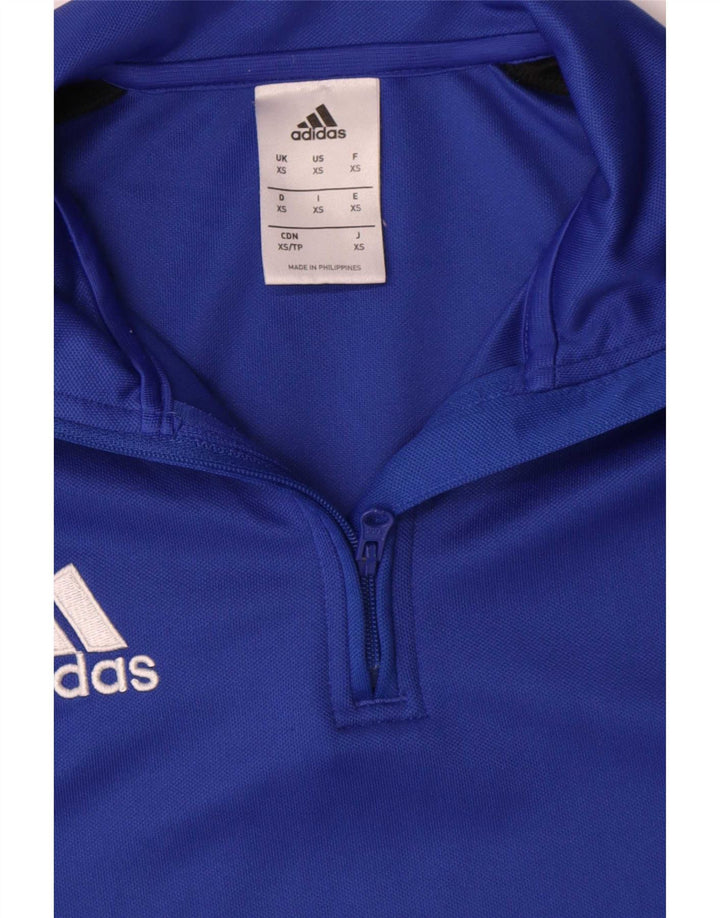 Adidas Uomo Climalite Zip Neck Pullover Tuta Top XS Blu Colourblock