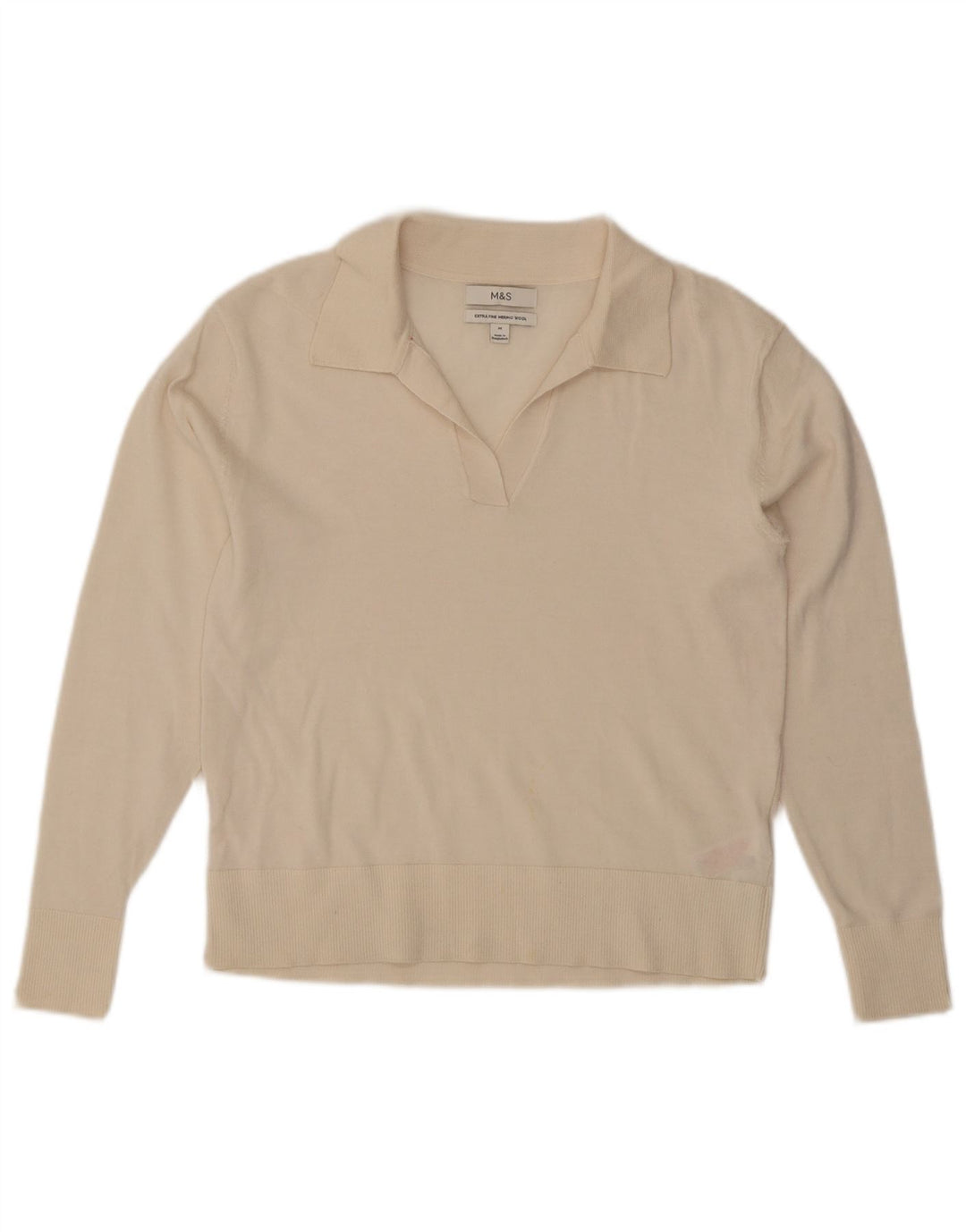Maglione maglione collo alto da donna Marks & Spencer UK 12 medio bianco sporco