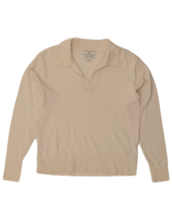 Maglione maglione collo alto da donna Marks & Spencer UK 12 medio bianco sporco