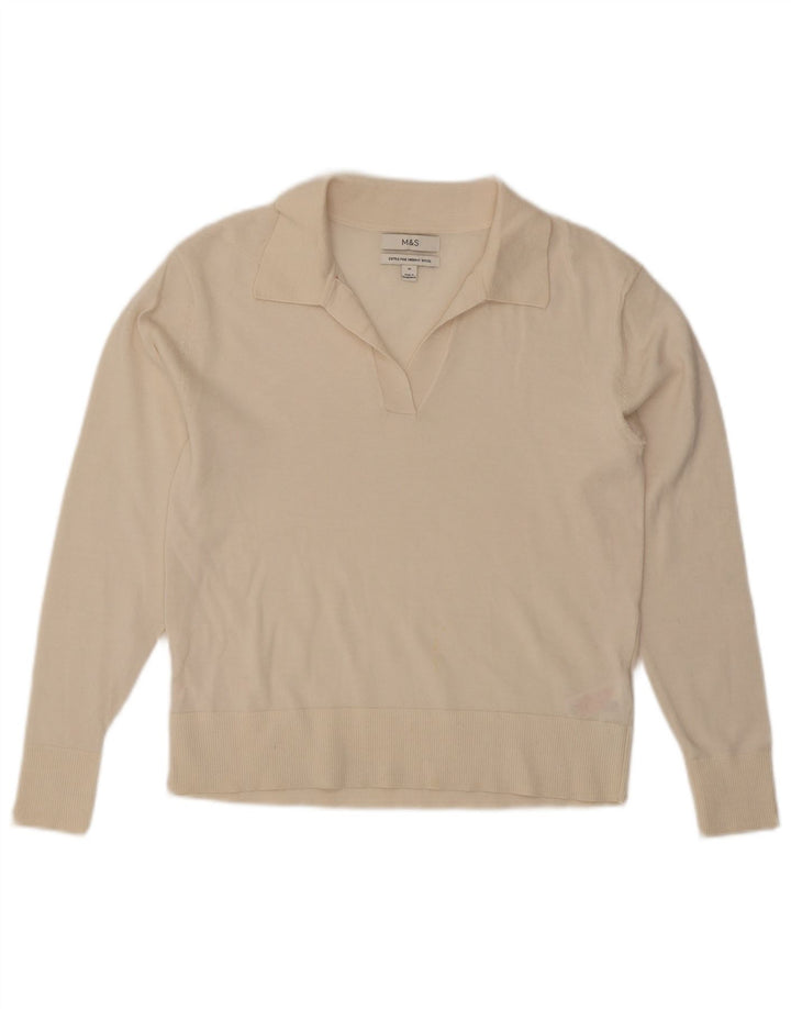 Maglione maglione collo alto da donna Marks & Spencer UK 12 medio bianco sporco