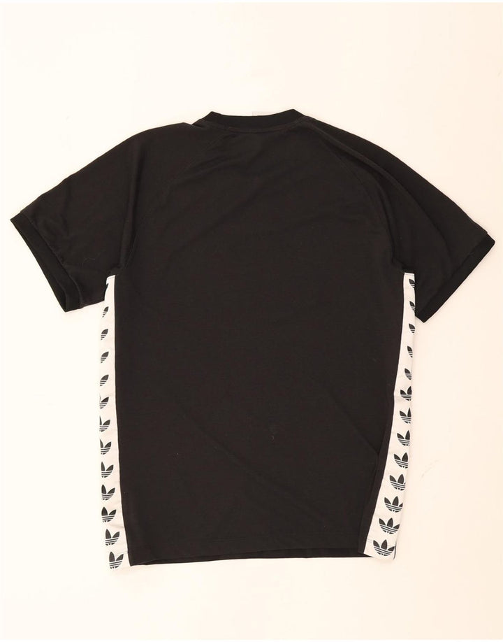 ADIDAS Mens Graphic T-Shirt Top Large Black Striped Polyester Vintage Adidas and Second-Hand Adidas from Messina Hembry 