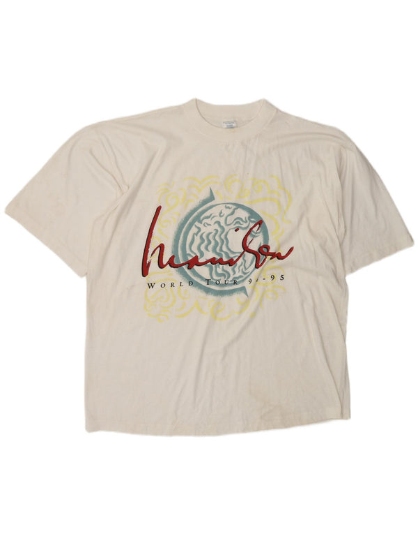 T-shirt grafica vintage da uomo World Tour 94-95 Top XL in cotone bianco