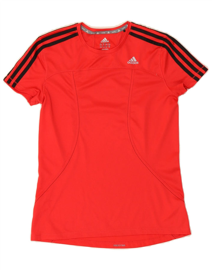 ADIDAS Womens T-Shirt Top UK 12/14 Medium Red Vintage Adidas and Second-Hand Adidas from Messina Hembry 