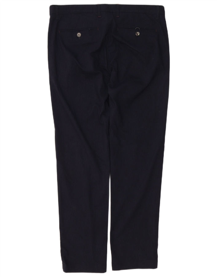 Pantaloni chino slim da uomo Ted Baker W34 L32 poliestere gessato blu navy
