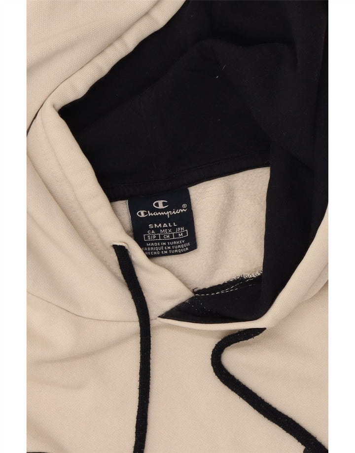 CHAMPION Mens Graphic Hoodie Jumper Small White Cotton Vintage Champion and Second-Hand Champion from Messina Hembry 