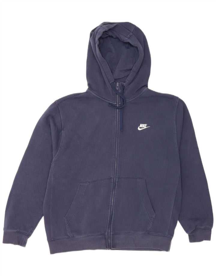 Felpa con cappuccio e zip Nike da uomo, grande, in cotone blu navy