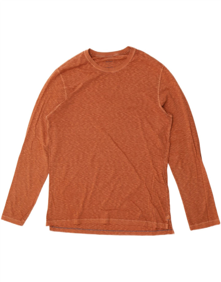 White Stuff Top da uomo a maniche lunghe in cotone chiazzato marrone largo