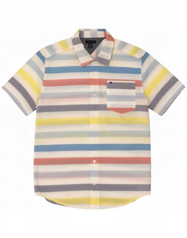 Tommy Hilfiger Camicia a maniche corte per ragazzi 13-14 anni XL a righe multicolore