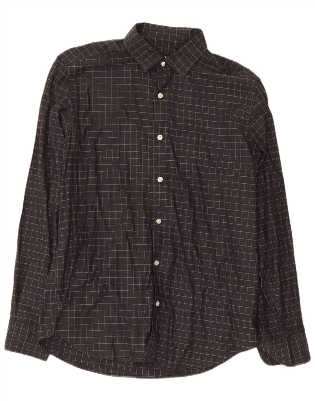 Camicia da uomo Massimo Dutti in cotone a quadri grigi grandi