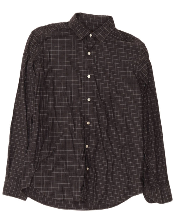 Camicia da uomo Massimo Dutti in cotone a quadri grigi grandi
