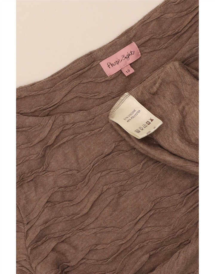 Top corto da donna Phase Eight manica 3/4 UK 12 Viscosa marrone medio