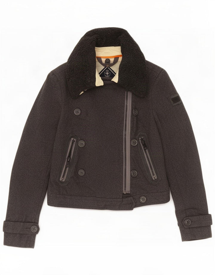 Giubbotto bomber da donna Superdry UK 14 lana grigio medio