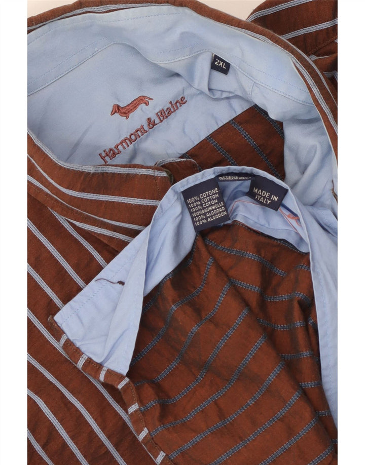 Camicia da uomo Harmont & Blaine 2XL cotone a righe marrone