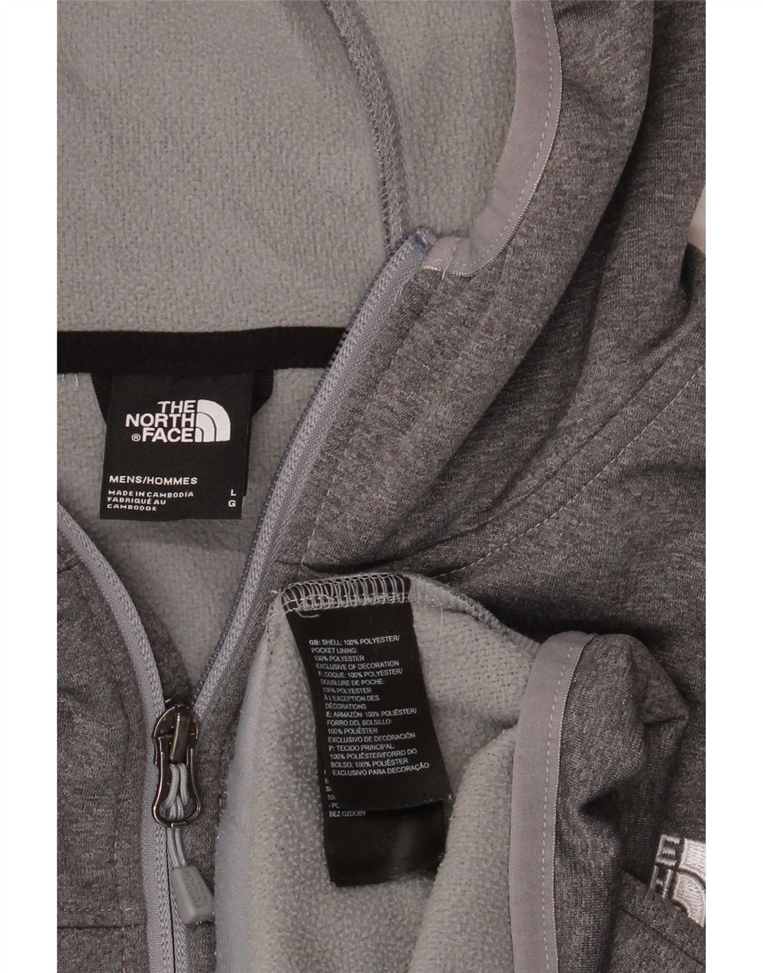 Maglione con cappuccio e zip da uomo The North Face grande poliestere grigio