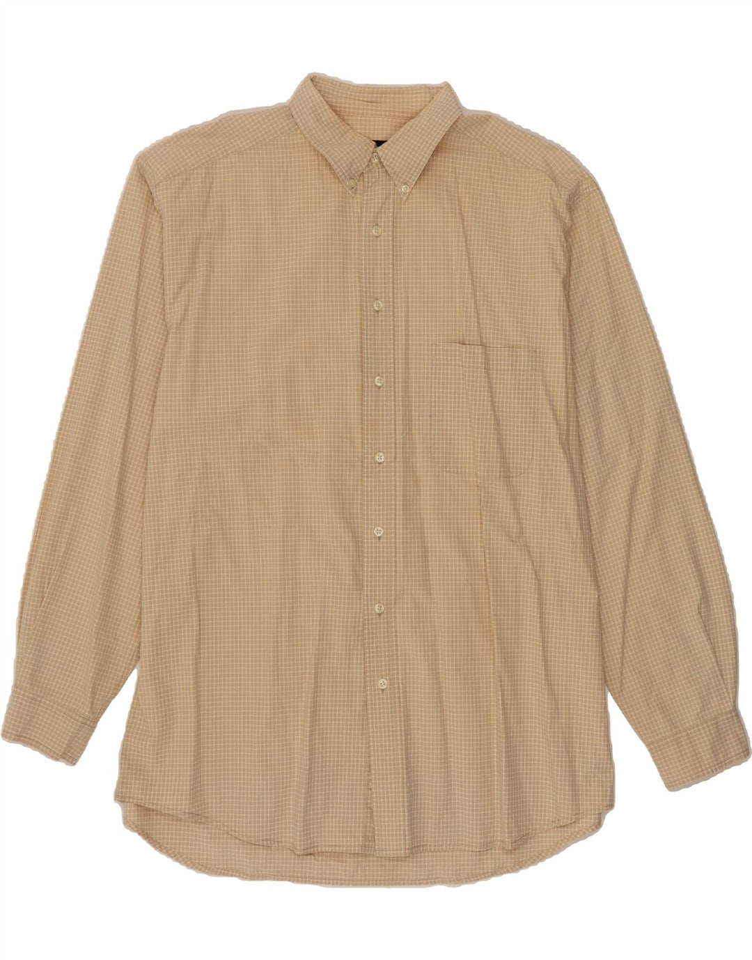 EDDIE BAUER Mens Tall Shirt XL Beige Gingham Cotton Vintage Eddie Bauer and Second-Hand Eddie Bauer from Messina Hembry 