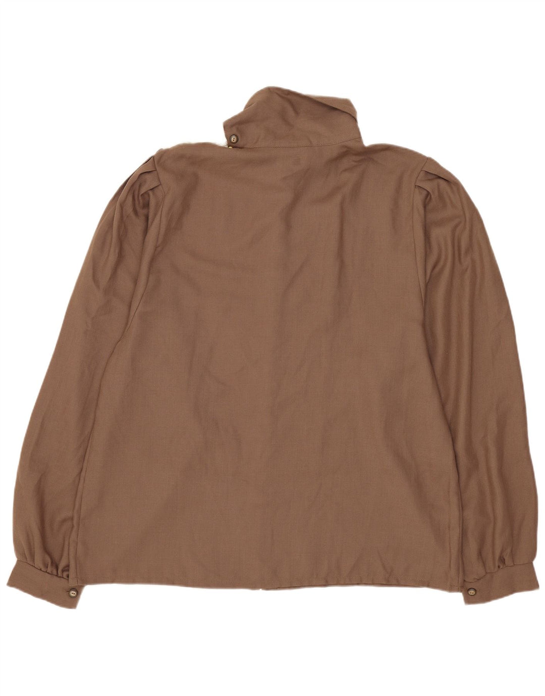 Top camicetta a maniche lunghe da donna vintage EU 44 XL Poliestere color block marrone